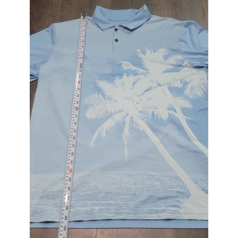 Oakley Hydrolix Mens XL Blue Palm Tree Tropical Golf Performance Polo FOA404359